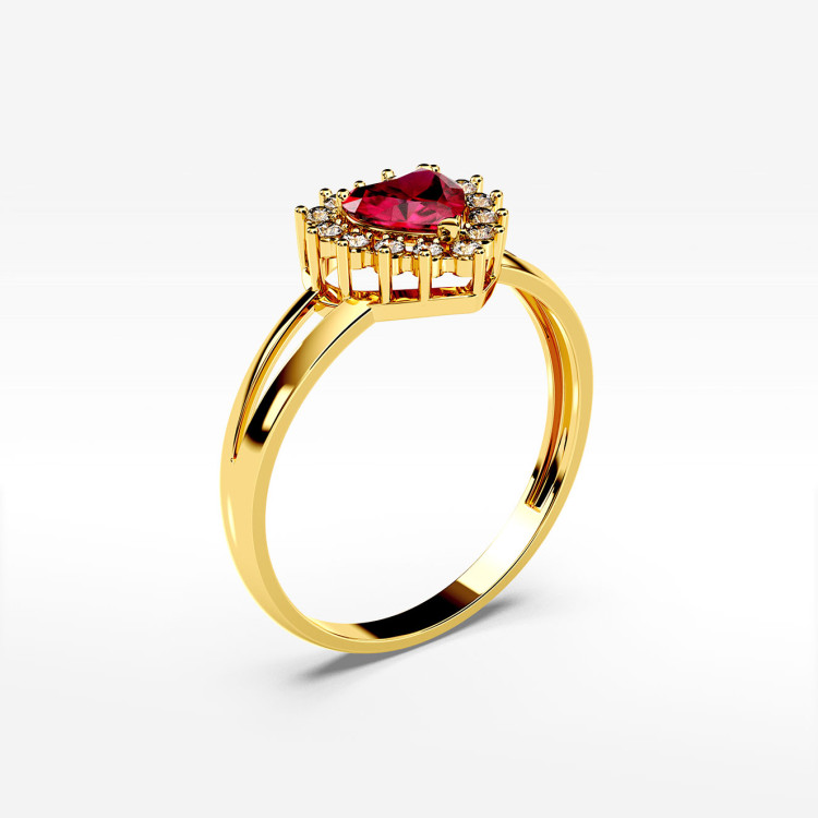 Pierścionek z żółtego złota z rubinem - próba 585 1,22CT PV-303AR