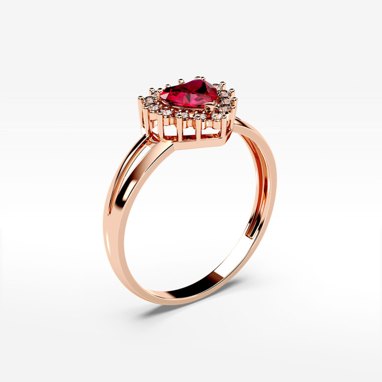 Pierścionek z różowego złota z rubinem - próba 585 1,22CT PV-303CR