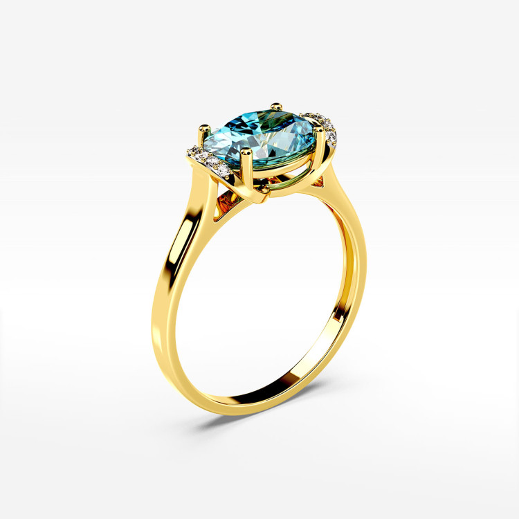 Pierścionek z żółtego złota z topazem Swiss - próba 585 1,74CT PV-300AT
