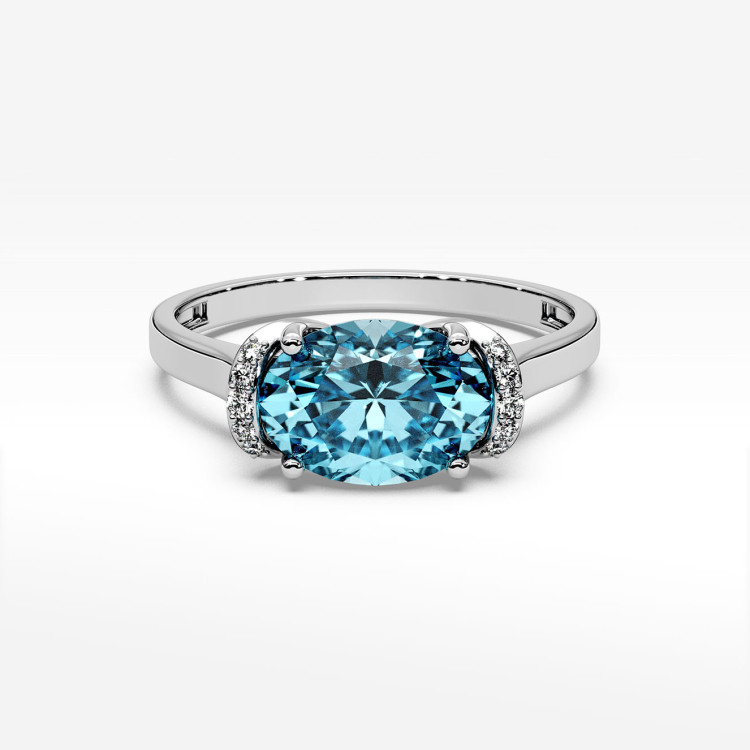 Pierścionek z białego złota z topazem Swiss - próba 585 1,74CT PV-300BT