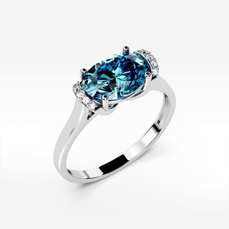 Pierścionek z białego złota z topazem Swiss - próba 585 1,74CT PV-300BT