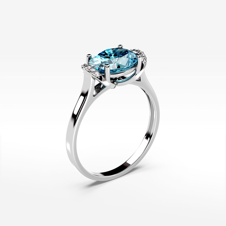 Pierścionek z białego złota z topazem Swiss - próba 585 1,74CT PV-300BT
