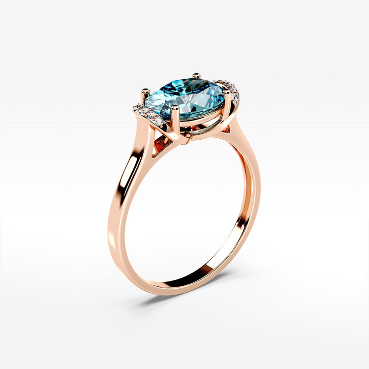 Pierścionek z różowego złota z topazem Swiss - próba 585 1,74CT PV-300AT