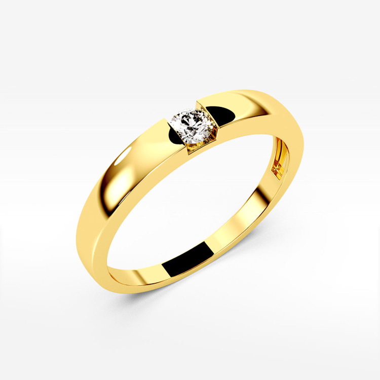 Pierścionek z żółtego złota z diamentem - próba 585 0,12CT PV-244A