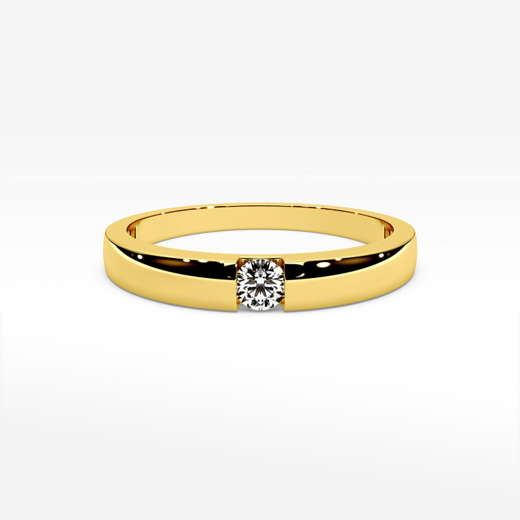 Pierścionek z żółtego złota z diamentem - próba 585 0,12CT PV-244A