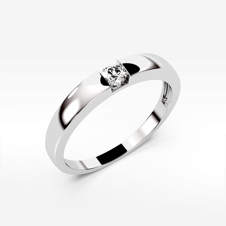 Pierścionek z białego złota z diamentem - próba 585 0,12CT PV-244B