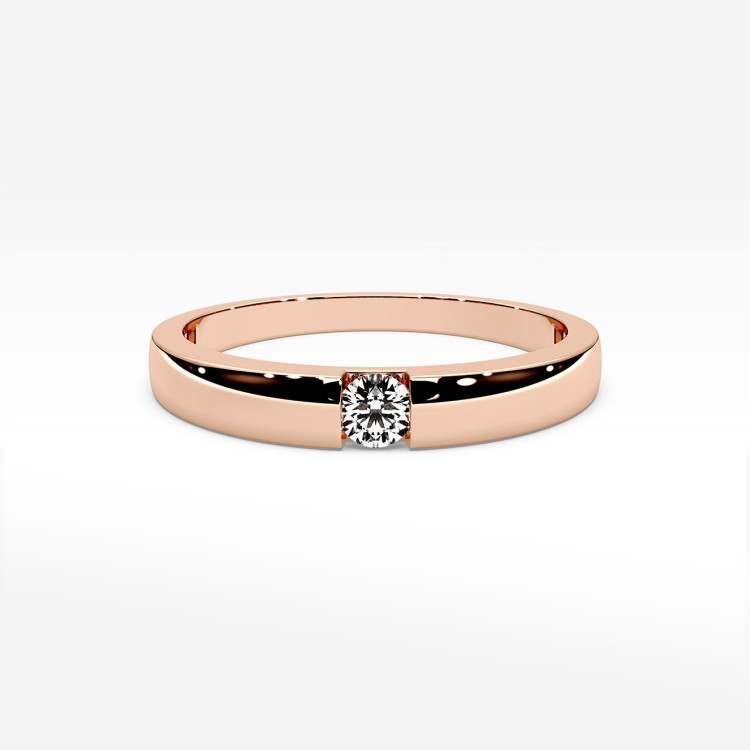 Pierścionek z różowego złota z diamentem - próba 585 0,12CT PV-244C