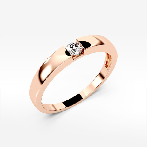 Pierścionek z różowego złota z diamentem - próba 585 0,12CT PV-244C