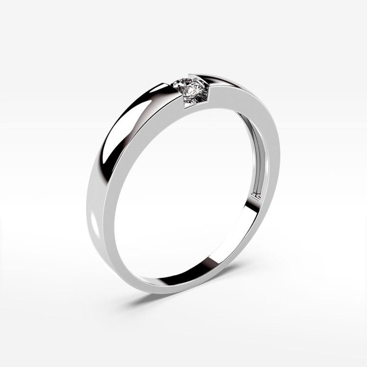Pierścionek z białego złota z diamentem - próba 585 0,12CT PV-244B