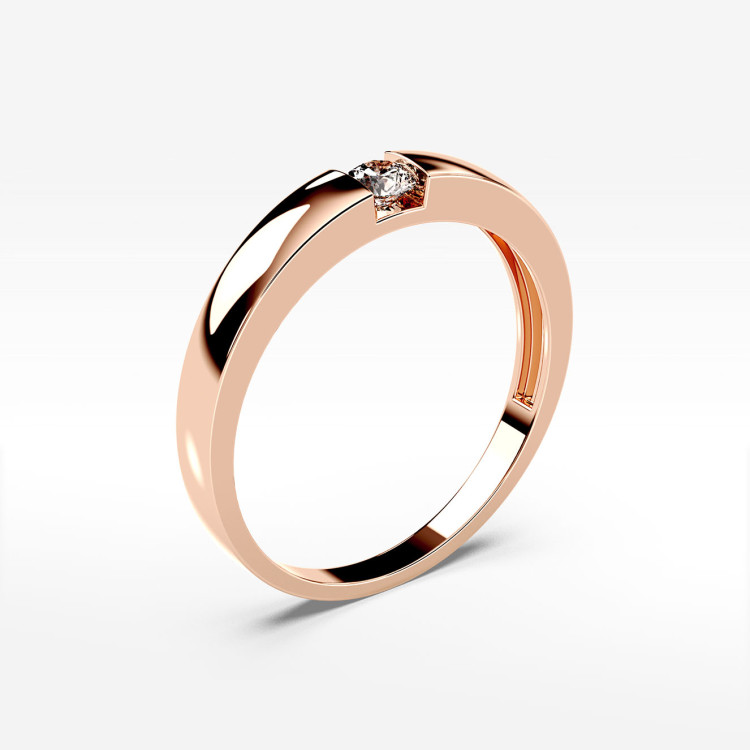 Pierścionek z różowego złota z diamentem - próba 585 0,12CT PV-244C
