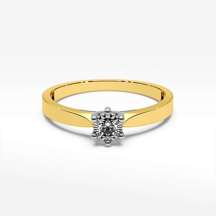 Pierścionek z żółtego złota z diamentem - próba 585 0,08CT PV-224A