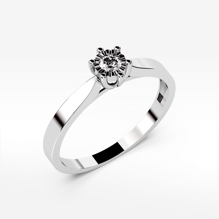 Pierścionek z białego złota z diamentem - próba 585 0,08CT PV-224B