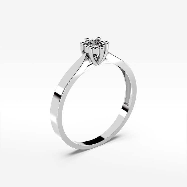 Pierścionek z białego złota z diamentem - próba 585 0,08CT PV-224B