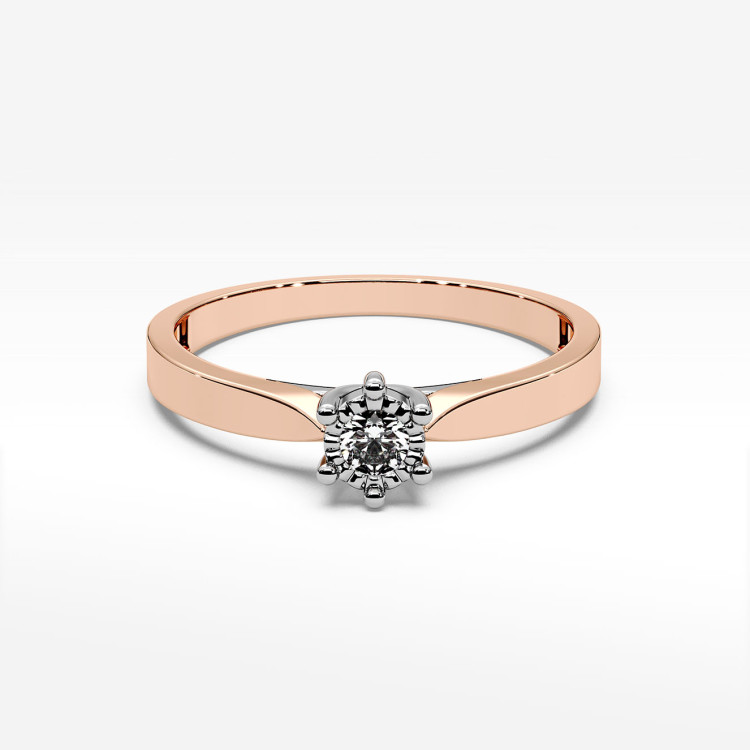 Pierścionek z różowego złota z diamentem - próba 585 0,08CT PV-224C