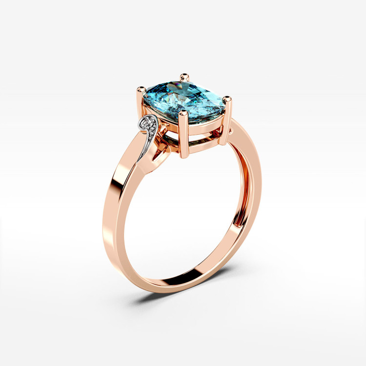 Pierścionek z różowego złota z topazem Swiss - próba 585 2,41CT PV-140CT