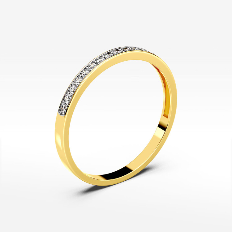 Pierścionek z żółtego złota z diamentami - próba 585 0,09CT PV-069A