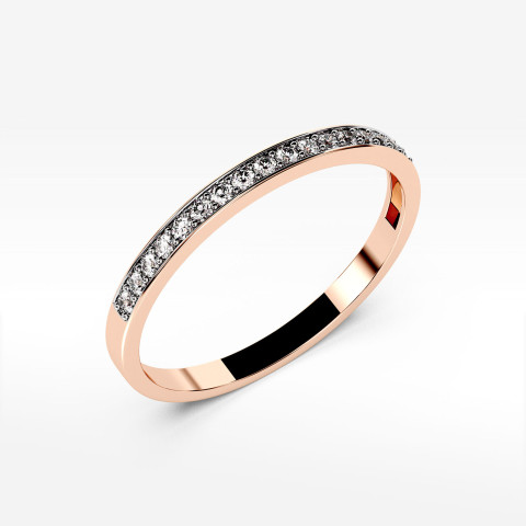 Pierścionek z różowego złota z diamentami - próba 585 0,09CT PV-069C