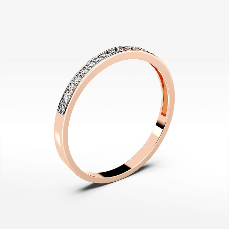 Pierścionek z różowego złota z diamentami - próba 585 0,09CT PV-069C