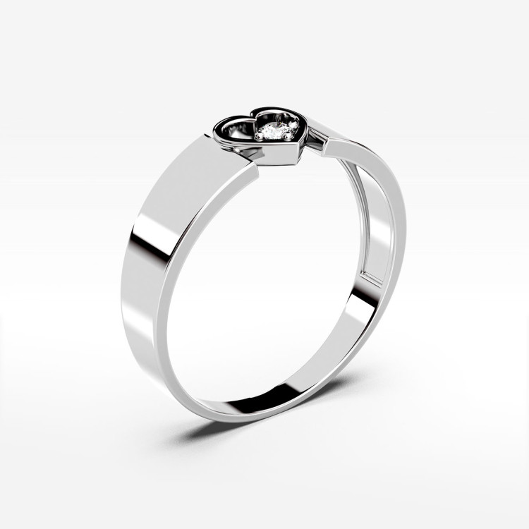 Pierścionek z białego złota z diamentem - próba 585 0,04CT PV-049B