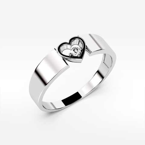 Pierścionek z białego złota z diamentem - próba 585 0,04CT PV-049B