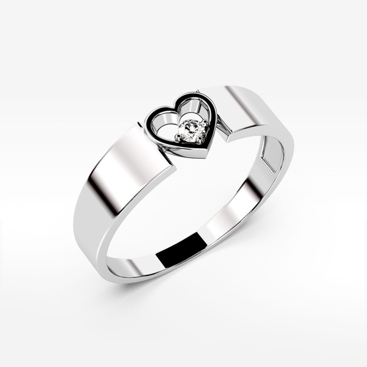 Pierścionek z białego złota z diamentem - próba 585 0,04CT PV-049B