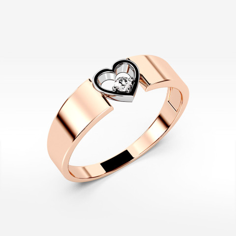 Pierścionek z różowego złota z diamentem - próba 585 0,04CT PV-049C