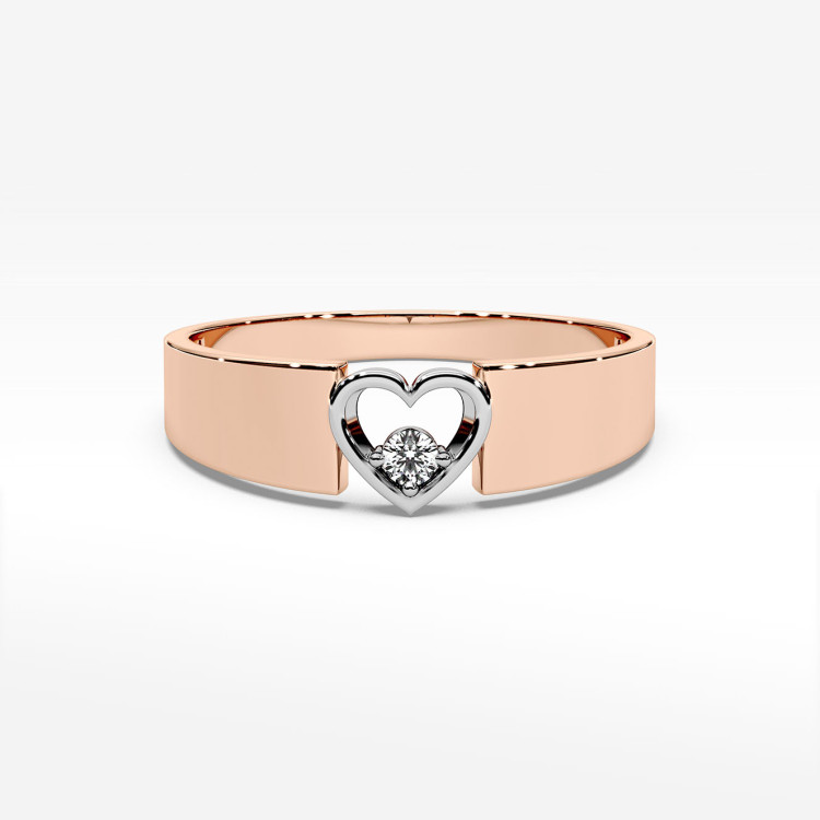 Pierścionek z różowego złota z diamentem - próba 585 0,04CT PV-049C