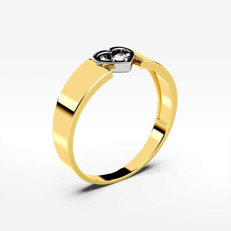 Pierścionek z żółtego złota z diamentem - próba 585 0,04CT PV-049A