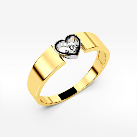 Pierścionek z żółtego złota z diamentem - próba 585 0,04CT PV-049A