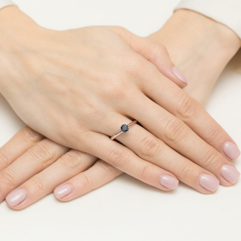 Pierścionek z różowego złota z czarnym diamentem - próba 585 0,54CT PV-301CCZ