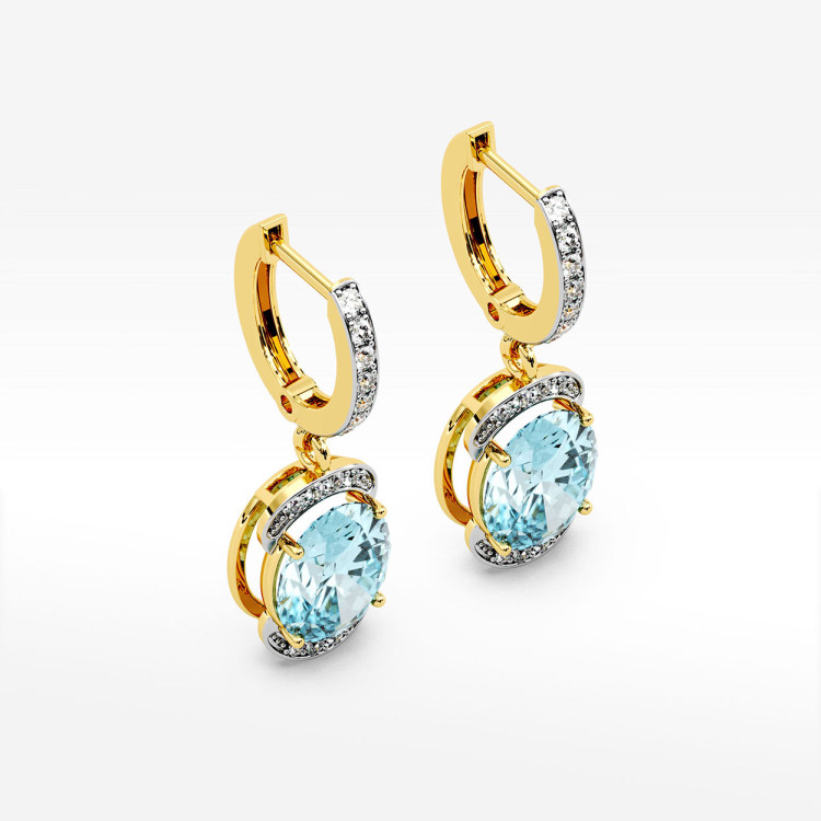 Kolczyki z żółtego złota z topazem Swiss - próba 585 6,132CT KV-046A