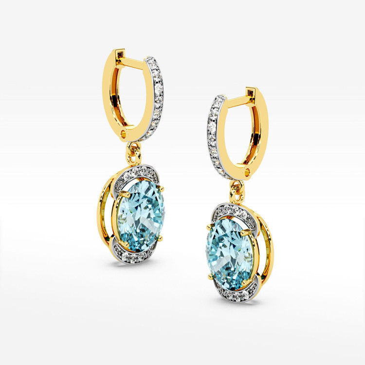 Kolczyki z żółtego złota z topazem Swiss - próba 585 6,132CT KV-046A