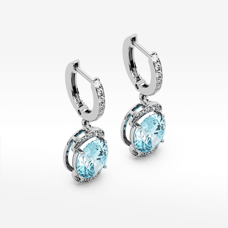 Kolczyki z białego złota z topazem Swiss - próba 585 6,132CT KV-046B