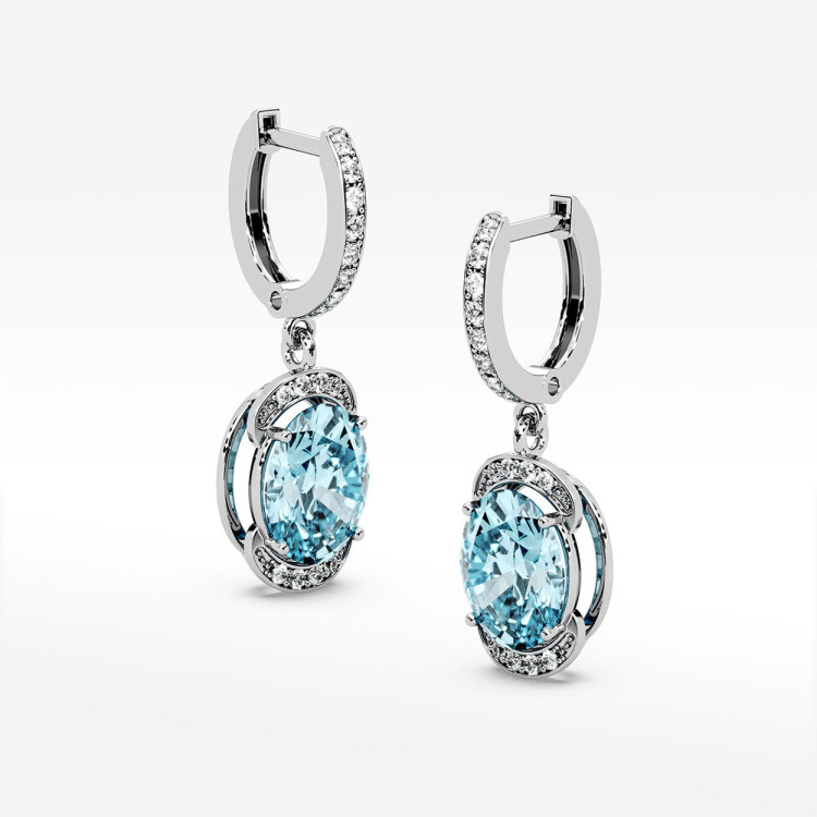 Kolczyki z białego złota z topazem Swiss - próba 585 6,132CT KV-046B