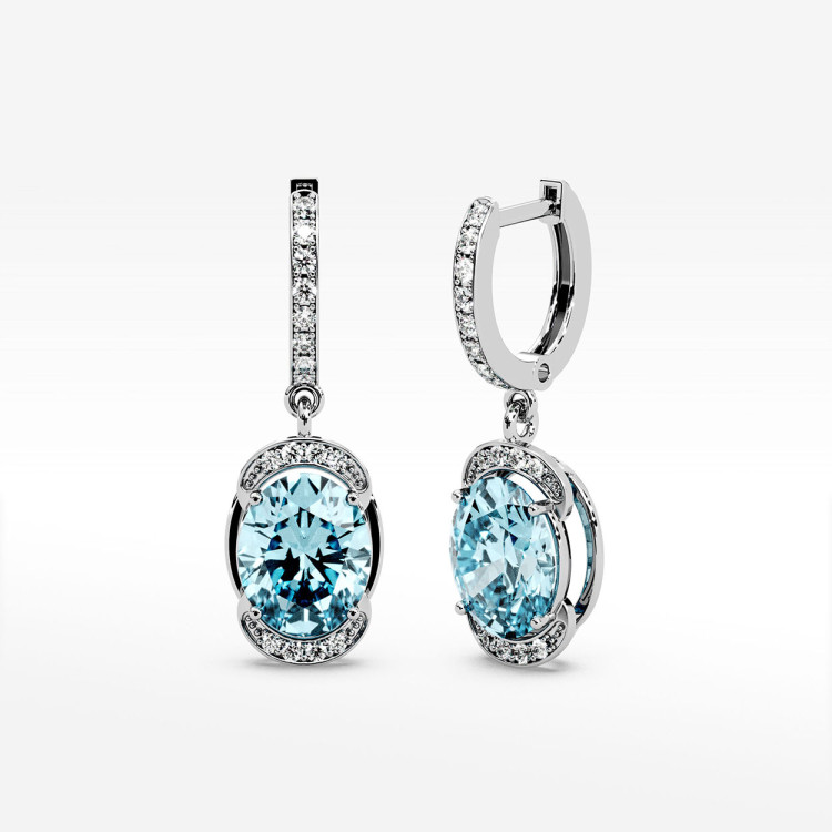 Kolczyki z białego złota z topazem Swiss - próba 585 6,132CT KV-046B