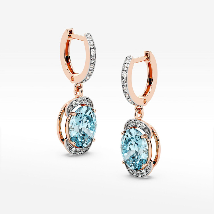 Kolczyki z różowego złota z topazem Swiss - próba 585 6,132CT KV-046R