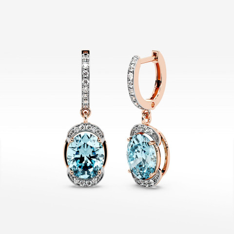 Kolczyki z różowego złota z topazem Swiss - próba 585 6,132CT KV-046R