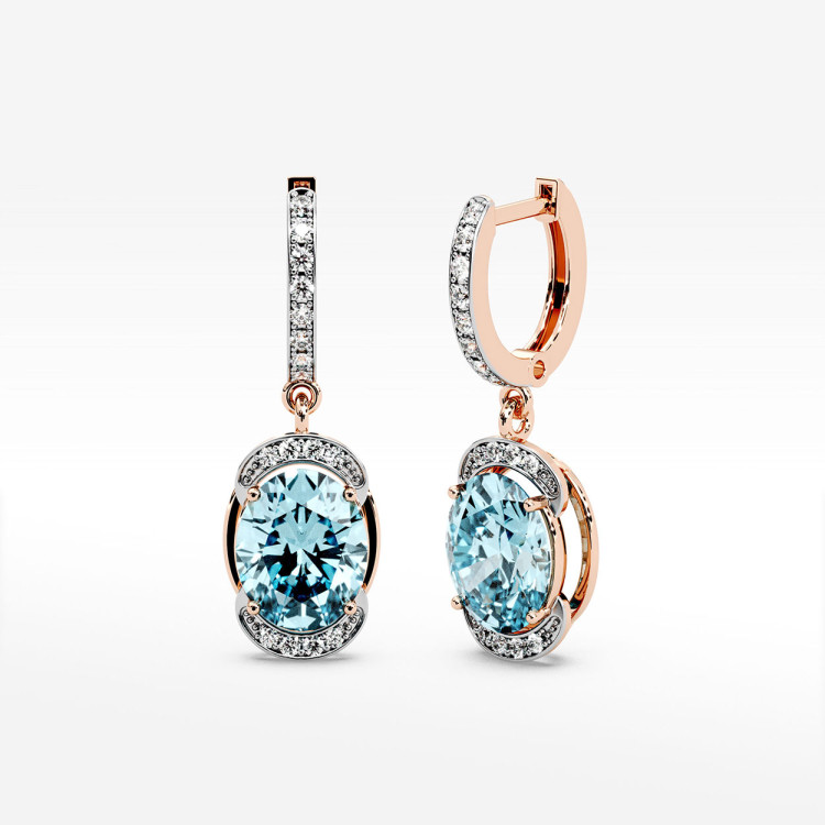 Kolczyki z różowego złota z topazem Swiss - próba 585 6,132CT KV-046R