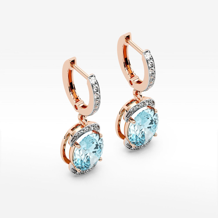 Kolczyki z różowego złota z topazem Swiss - próba 585 6,132CT KV-046R