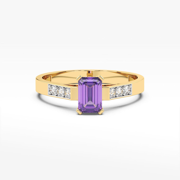 Pierścionek z żółtego złota z ametystem - próba 585 0,54CT PV-083AAM