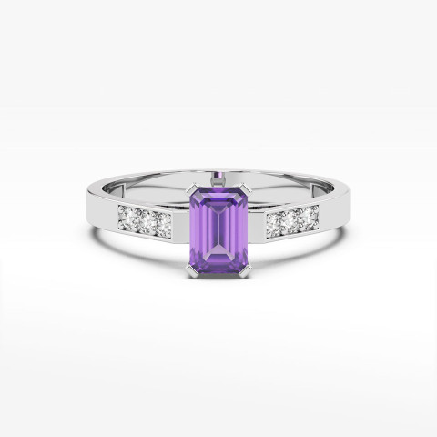 Pierścionek z białego złota z ametystem - próba 585 0,54CT PV-083BAM
