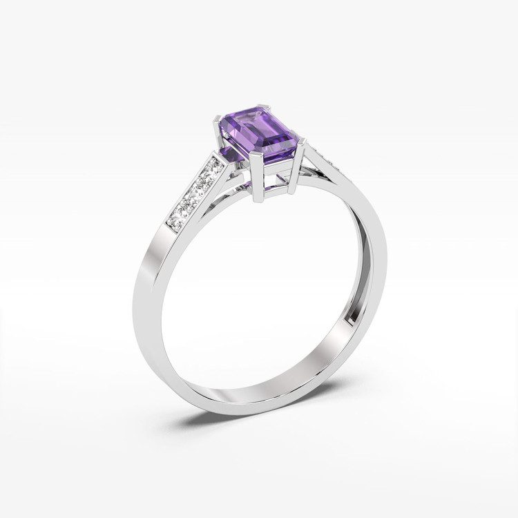 Pierścionek z białego złota z ametystem - próba 585 0,54CT PV-083BAM