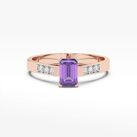 Pierścionek z różowego złota z ametystem - próba 585 0,54CT PV-083CAM
