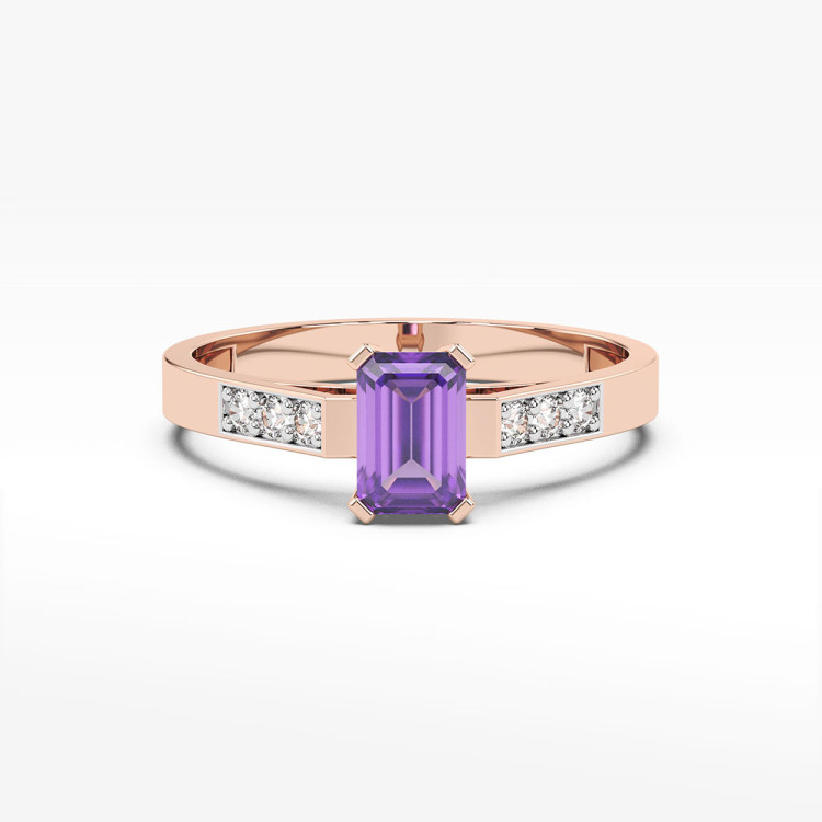Pierścionek z różowego złota z ametystem - próba 585 0,54CT PV-083CAM
