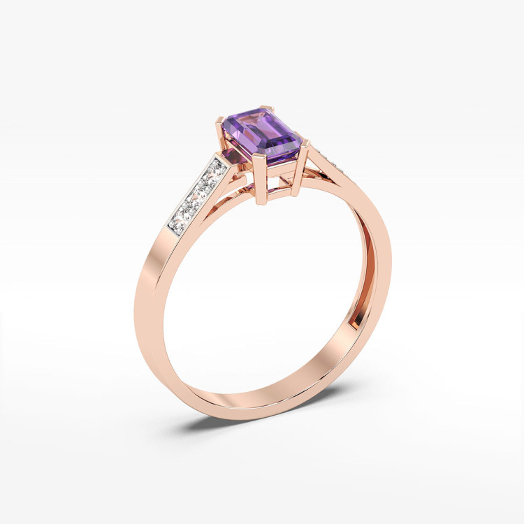 Pierścionek z różowego złota z ametystem - próba 585 0,54CT PV-083CAM