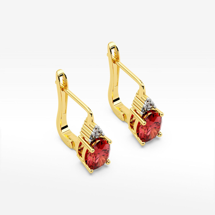 Kolczyki z żółtego złota z rubinem - próba 585 2,052CT KV-064AR