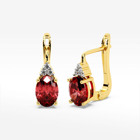 Kolczyki z żółtego złota z rubinem - próba 585 2,052CT KV-064AR