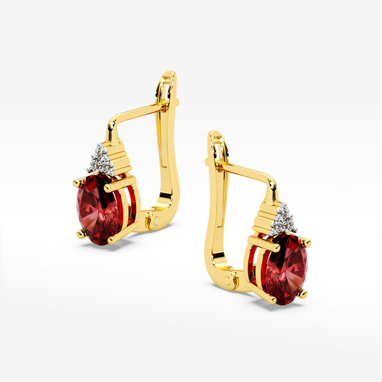 Kolczyki z żółtego złota z rubinem - próba 585 2,052CT KV-064AR