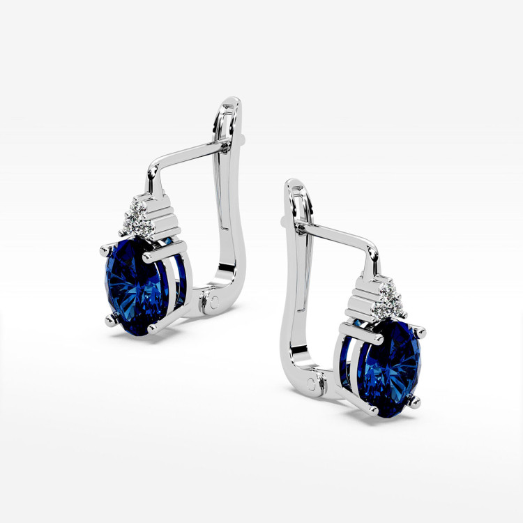 Kolczyki z białego złota z szafirem - próba 585 1,852CT KV-064BS