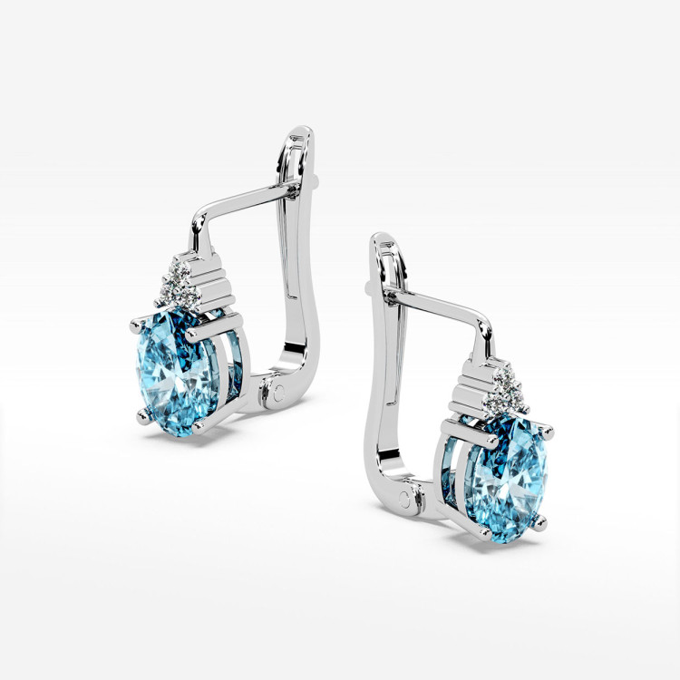 Kolczyki z białego złota z topazem Swiss - próba 585 1,852CT KV-064BT